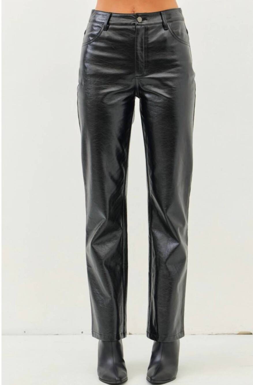 NEW IDEM DITTO sleek metallic straight pants in black